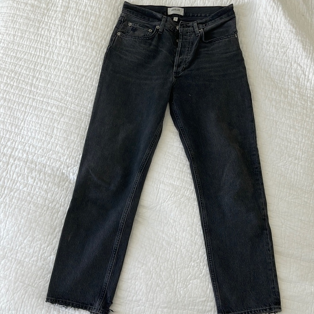 Agolde 90s mid rise crop black jeans
